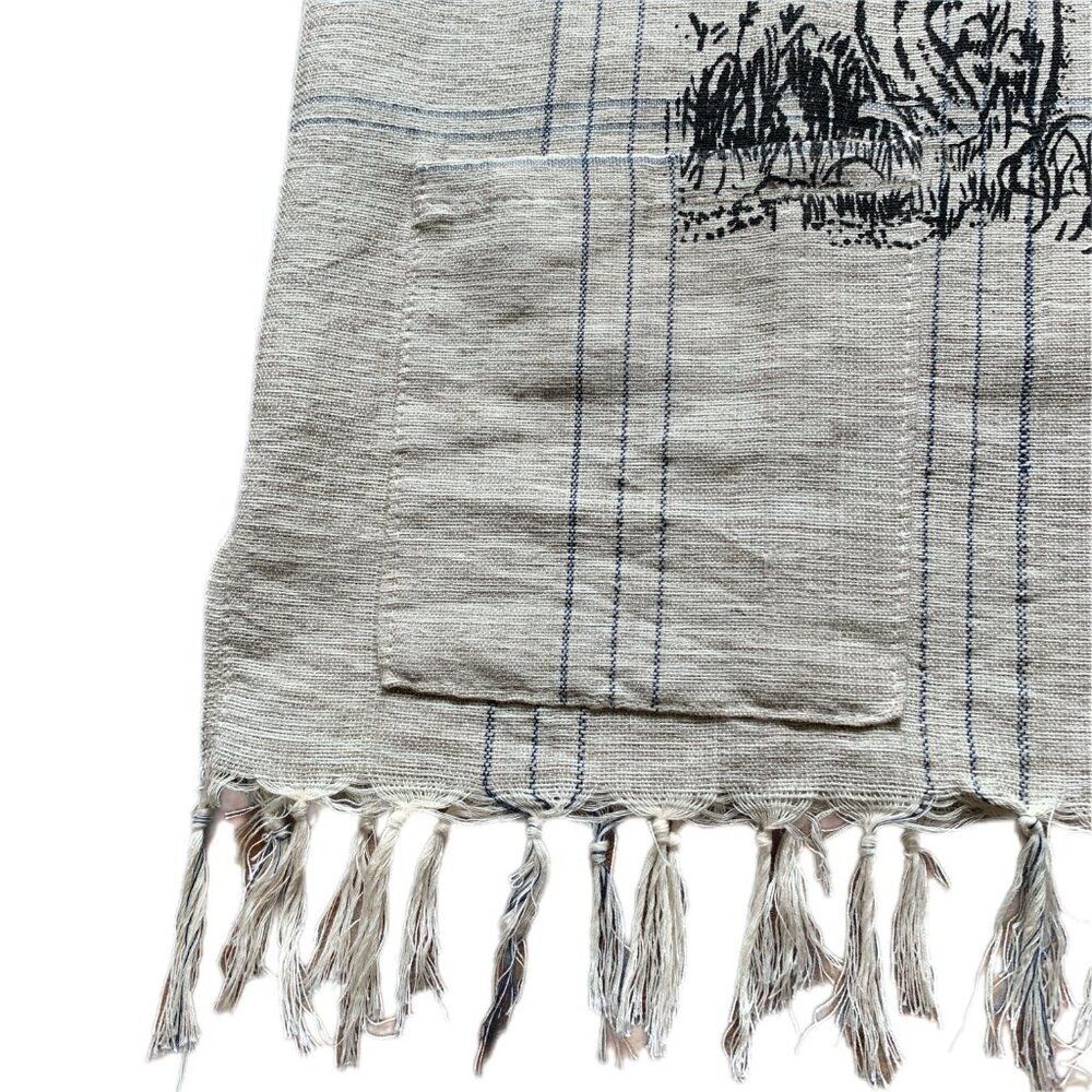 VNTG Shirt Women M Men S Lion Wearable Art Boho Retro African Tassel Animalprint - Picture 8 of 9